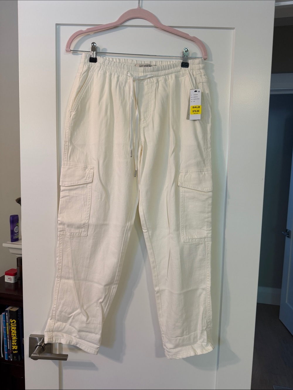 Liverpool Off-White Cargo Drawstring Pants